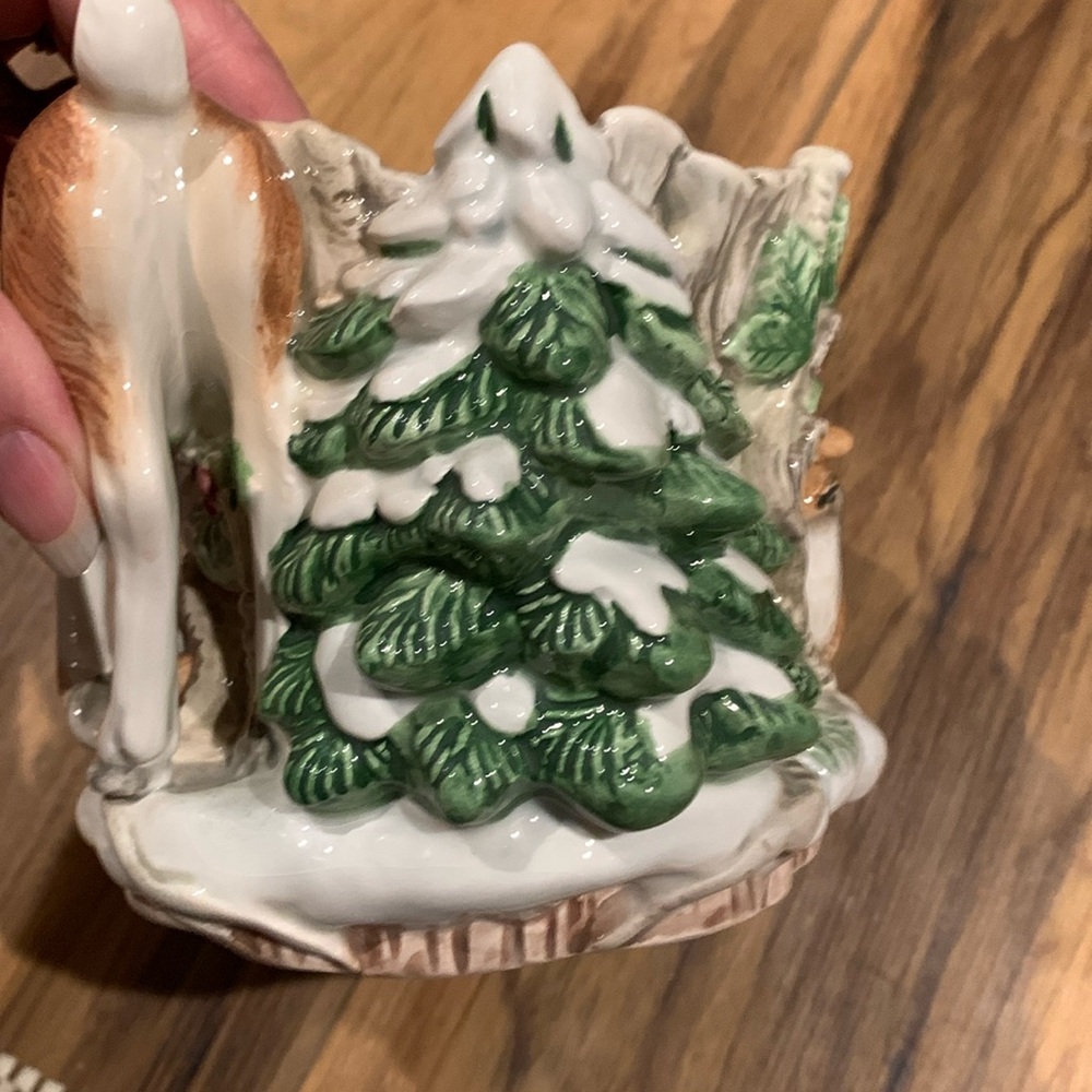 Fitz and Floyd Classics deer fawn and frolicking bunnies 7” container decor - Picture 12 of 14